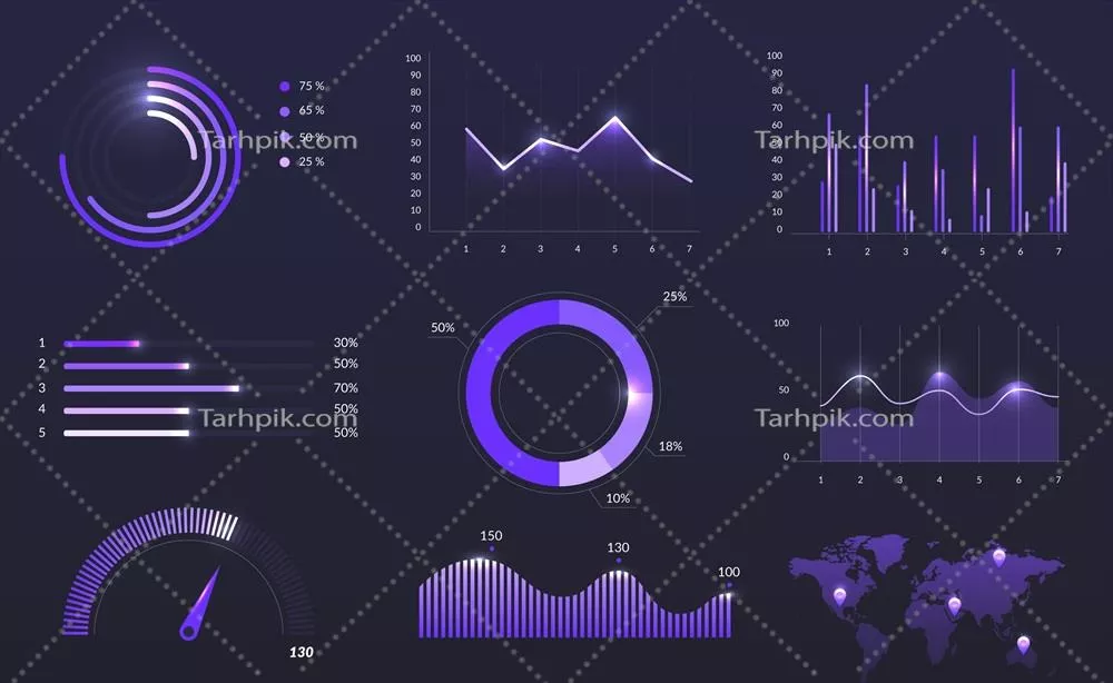 الگوی آماری رشد بازاریابی با طراحی وکتور حرفه‌ای