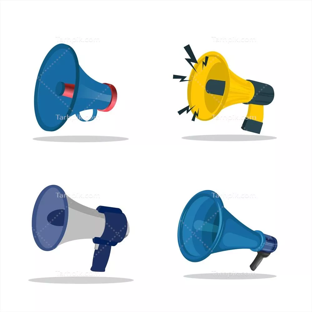 قالب وکتور بازاریابی با تصویر دست انسان که بلندگوی تبلیغاتی را نگهداشته است