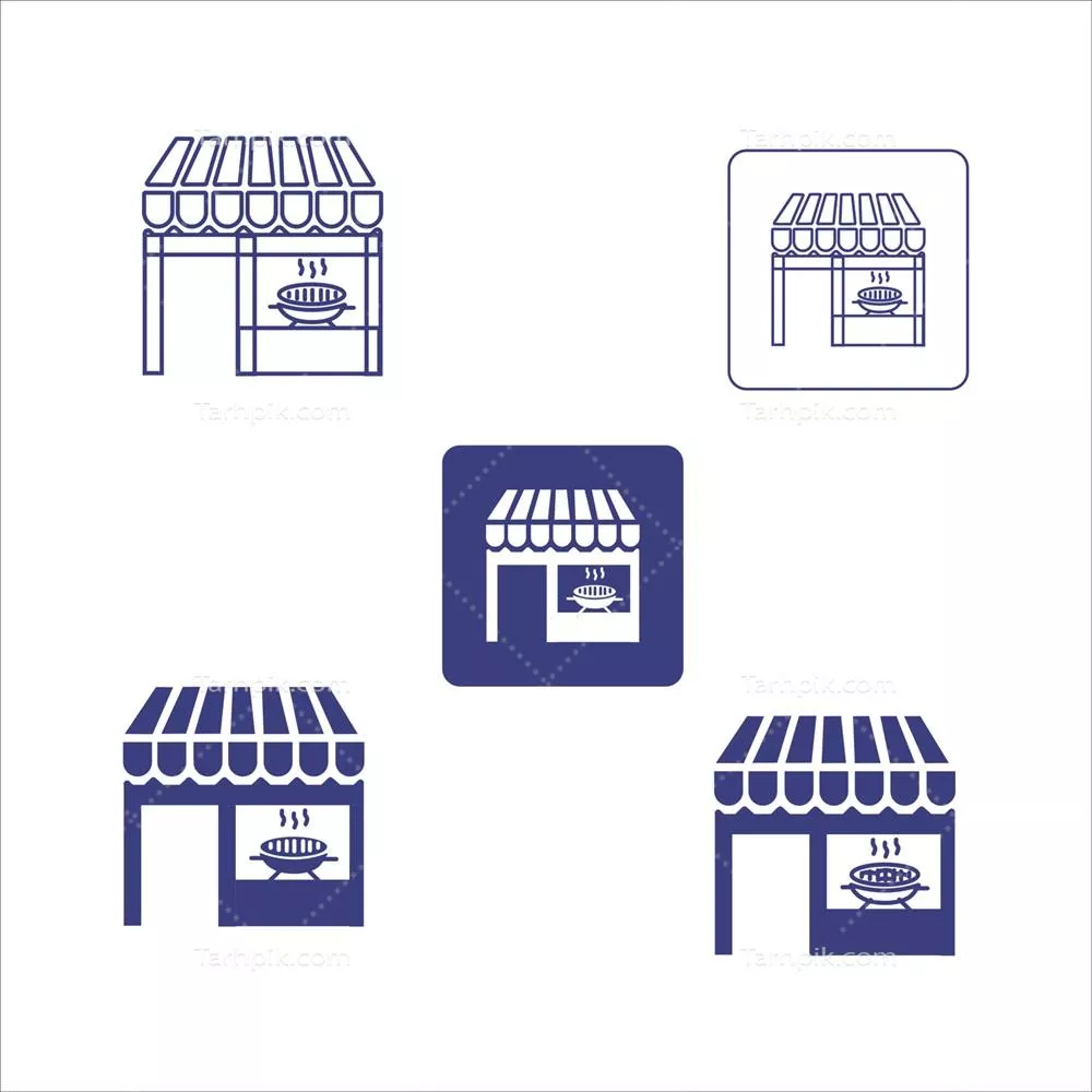 وکتور آیکون خط فروشگاه و کیوسک برای نمایندگیهای خردهفروشی و بازار