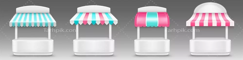 وکتور دکه بازار: فروشگاه آبنبات، بستنی و پنبهی شیرین در فضایی دلپذیر