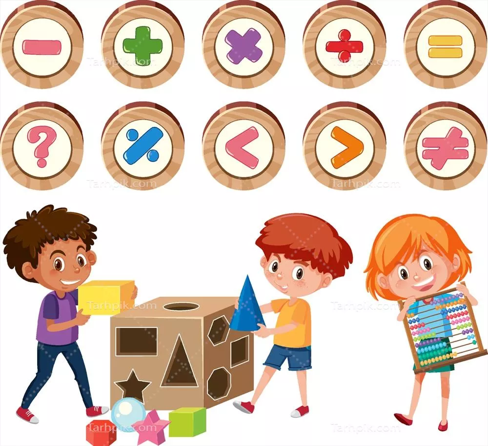 وکتور ایجاد یک کلاس ریاضی با اشیاء و تجهیزات مربوط به دانشآموزان