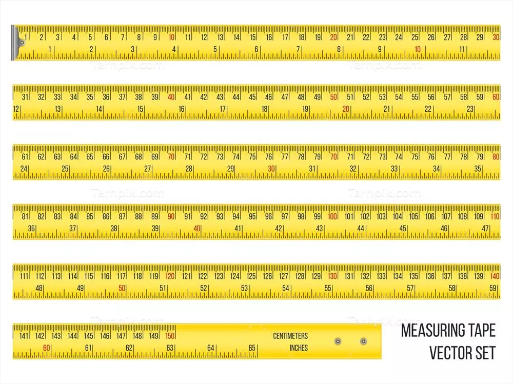 مجموعه وکتور نوار اندازهگیری با مقیاس سانتیمتر و اینچ