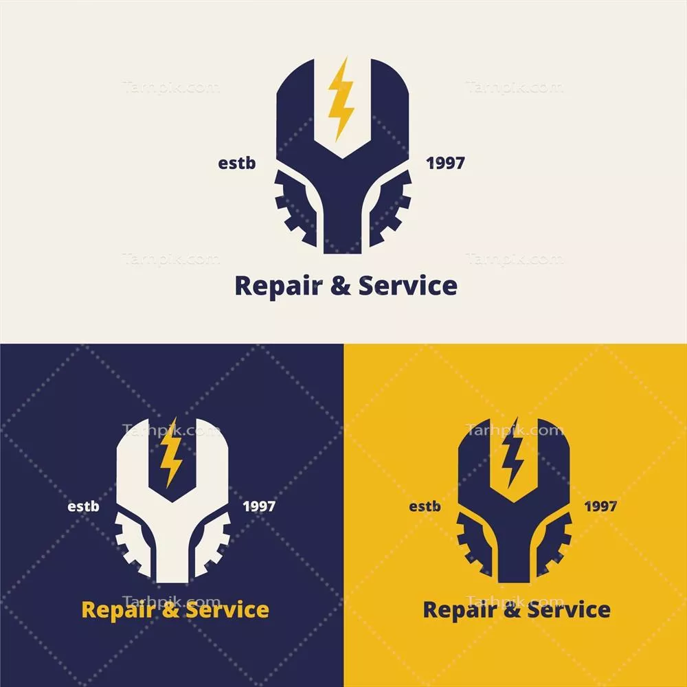 طراحی لوگوی تعمیرات مکانیکی با کیفیت و وکتور حرفه ای