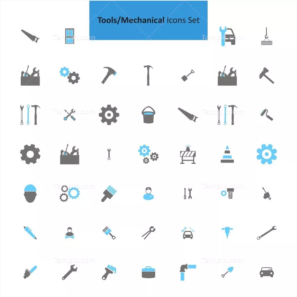 مجموعه آیکون‌های ابزارهای مکانیکی – طراحی و گرافیک وکتور