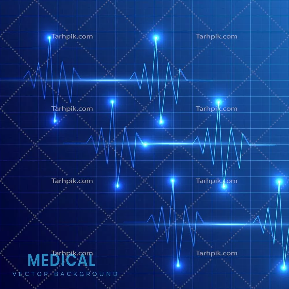 وکتور پسزمینه آبی پزشکی با آیکونهای ششضلعی برای تبلیغات و ارائهها