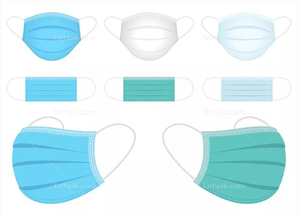 مجموعه طراحی و تصویرسازی ماسک پزشکی وکتور بر روی پس‌زمینه سفید