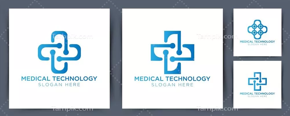 تصویر وکتور از فناوری پزشکی با گرادیان آبی و طراحی مدرن