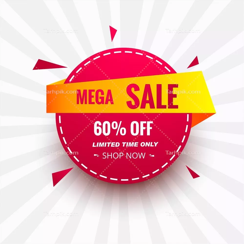 وکتور طراحی خلاقانه و رنگارنگ بنر حراج عظیم با نماد دایره‌ای