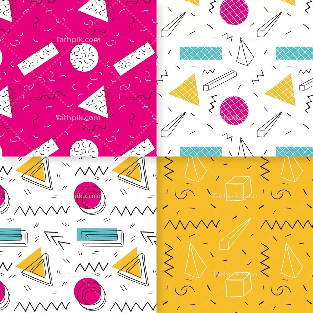 مجموعه الگوهای وکتور ممفیس: طراحی‌های نوآورانه و خاص با الهام از سبک ممفیس