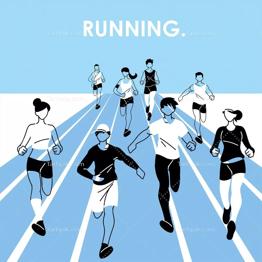 طراحی وکتور شخصیت های مرد و زن در حال دویدن