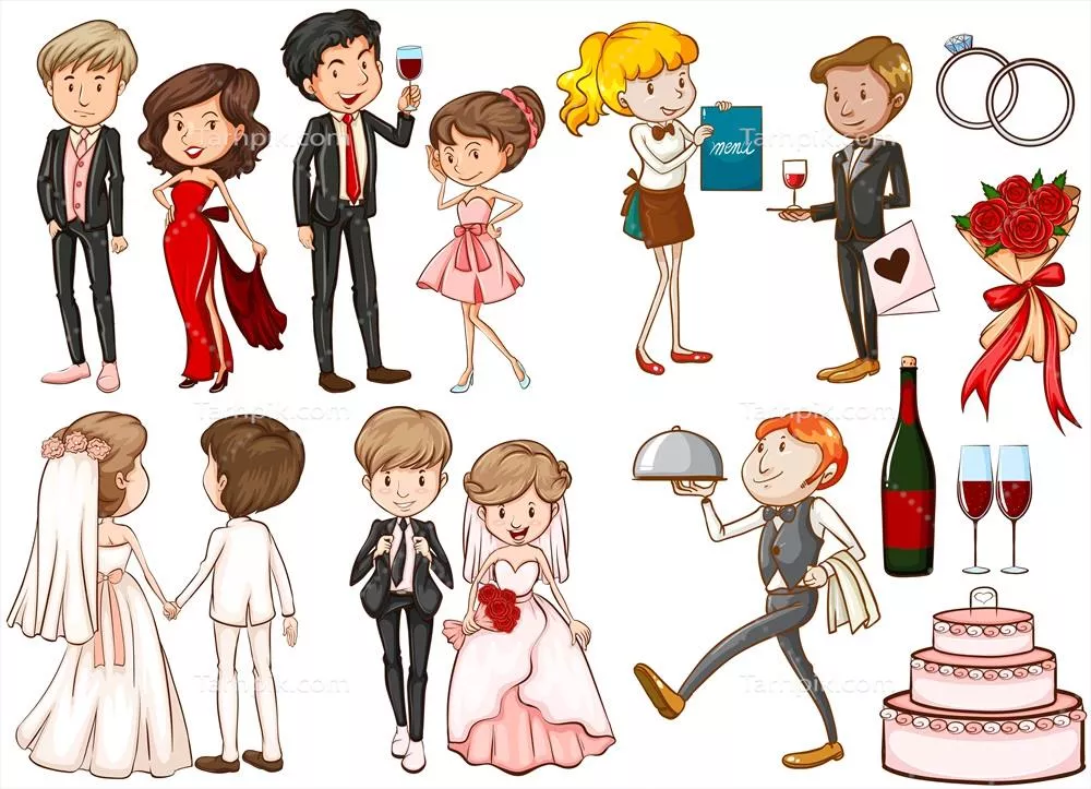 طرح وکتور مهمانی مختلط برای مردان و زنان با جزئیات جذاب