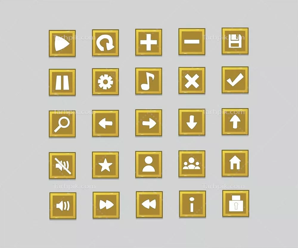 وکتور الگوی رابط کاربری دکمه بازی با منو و دکمه‌های طراحی شده