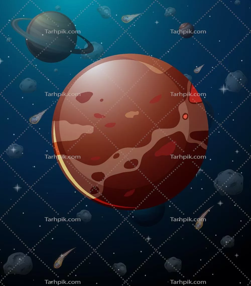 وکتور سیاره عطارد بر روی پسزمینه فضایی با نمایی خیرهکننده و رنگین