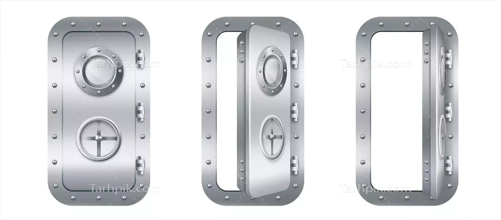 وکتور در ورودی فلزی با دریچه دایرهای شکل در زیر دریا