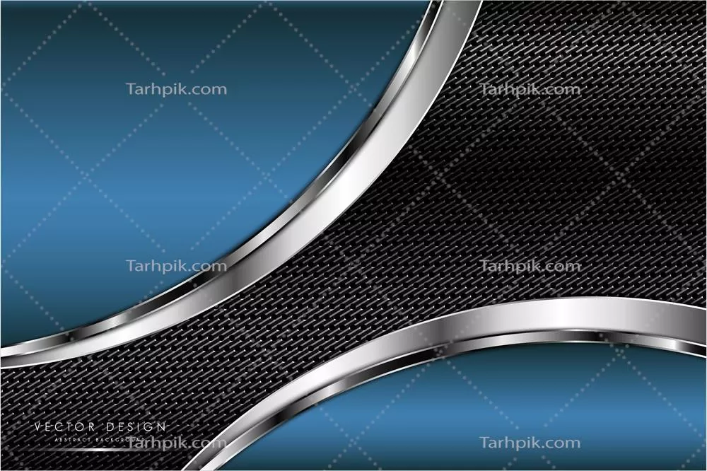 وکتور پسزمینه فلزی آبی و نقرهای با پانلهای منحنی و بافت فیبر کربنی در مفهوم فناوری فلزی