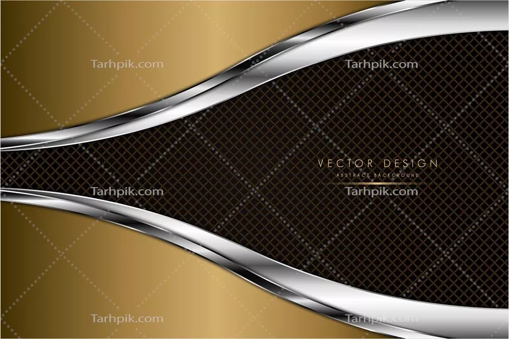 وکتور طراحی مدرن با پسزمینه فلزی لوکس: بافت طلا و نقره و خطوط کربنی