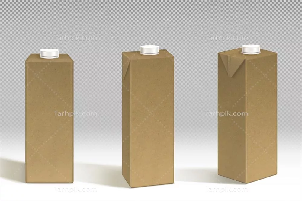 وکتور ست موکاپ جعبه بسته بندی کاغذی برای شیر و آب میوه - طراحی برداری
