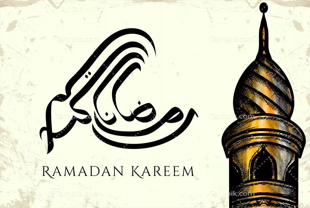 طراحی وکتور مناره مسجد برای پوستر رمضان، کارت تبریک و بنر تبلیغاتی