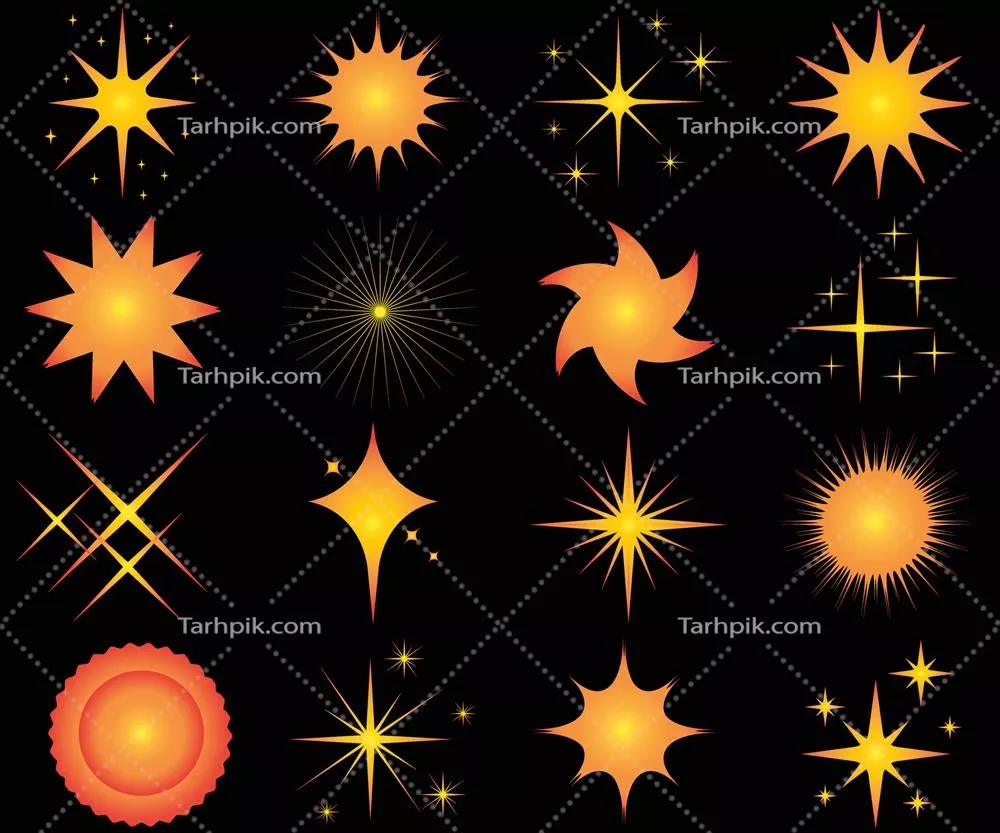 وکتور آیکون ستاره های درخشان با طراحی مینیمالیستی و شکل های نمادین