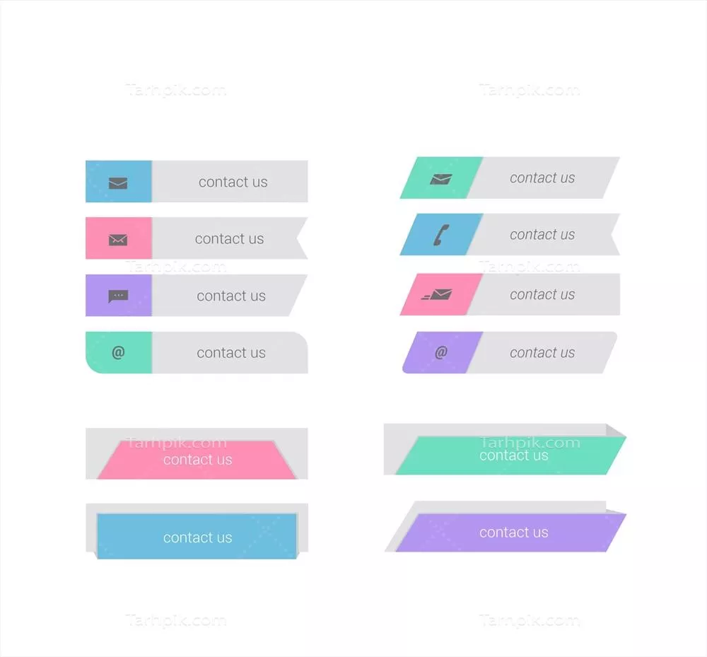 مجموعه وکتور دکمههای تماس مینیمالیستی و زیبا برای طراحی مدرن
