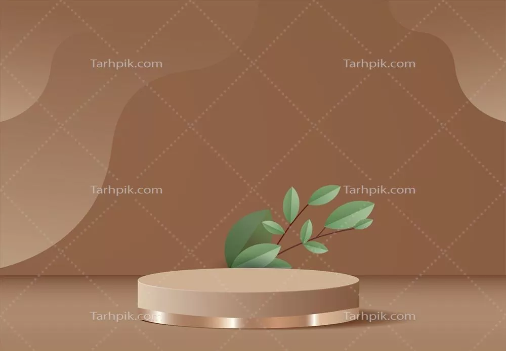 وکتور صحنه دیواری مینیمالیستی با سکوی بژ واقعی و طراحی ساده