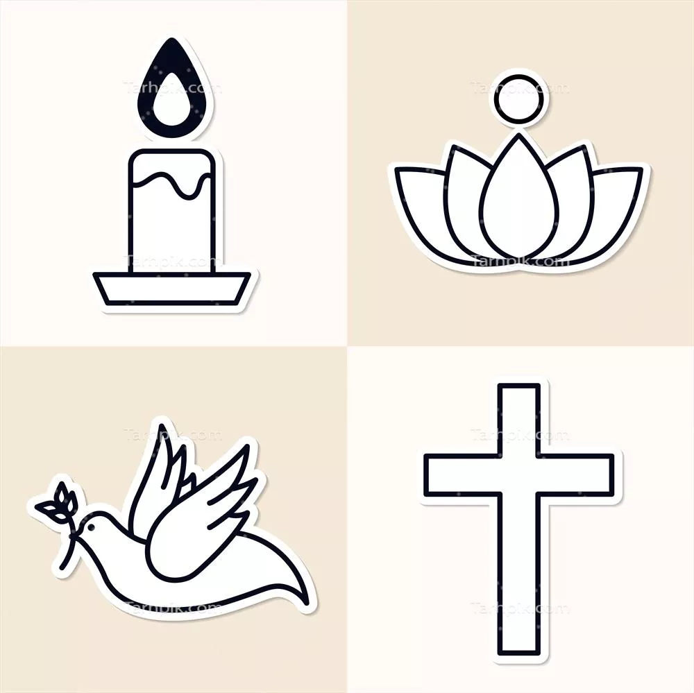 ستیکرهای وکتور با نمادهای مذهبی مختلط برای طراحی و شخصی‌سازی
