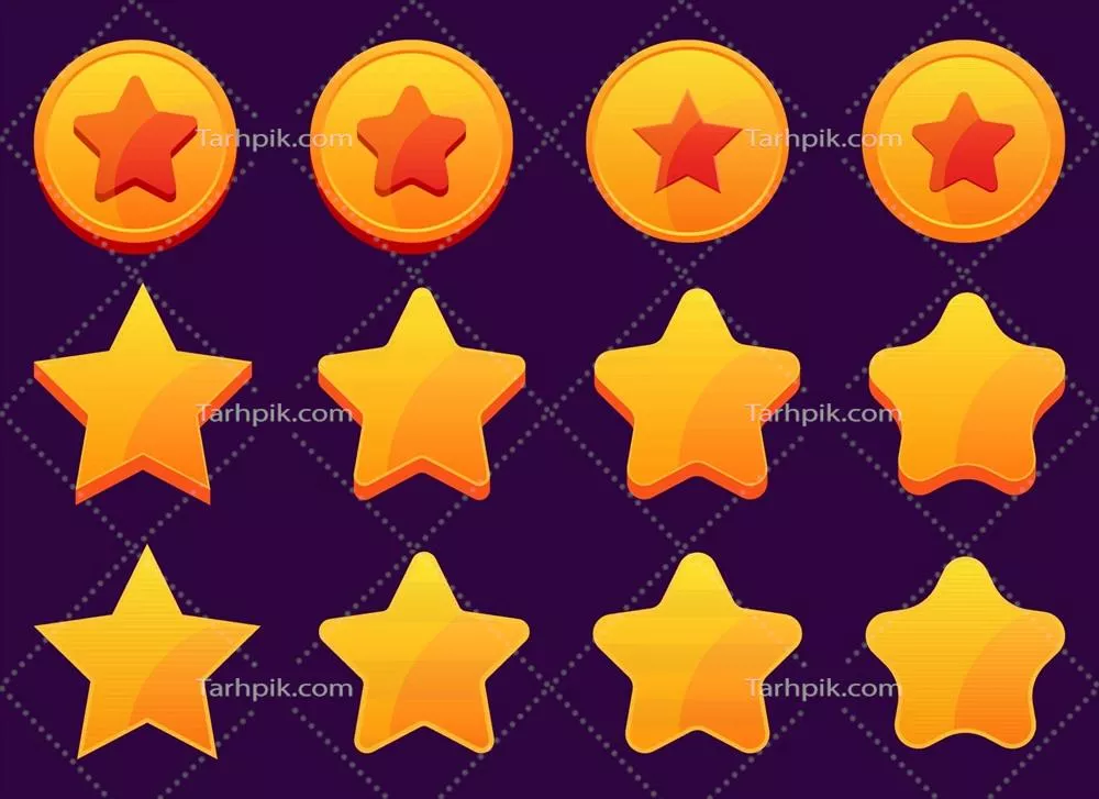 طراحی و تصویرسازی وکتور ستاره‌های طلایی در پس‌زمینه برای بازی‌های موبایل