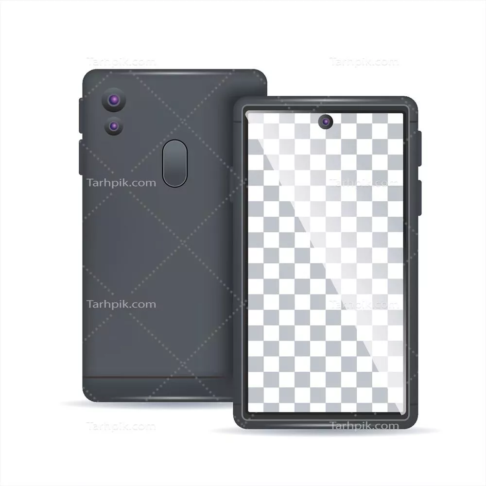 وکتور تلفن همراه مشکی و خاکستری با طراحی عمومی و ویژگیهای متنوع