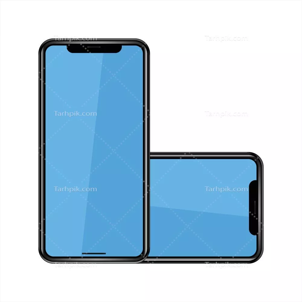 تصویر وکتور مدرن و شیک از گوشی موبایل با صفحه نمایش آبی روشن
