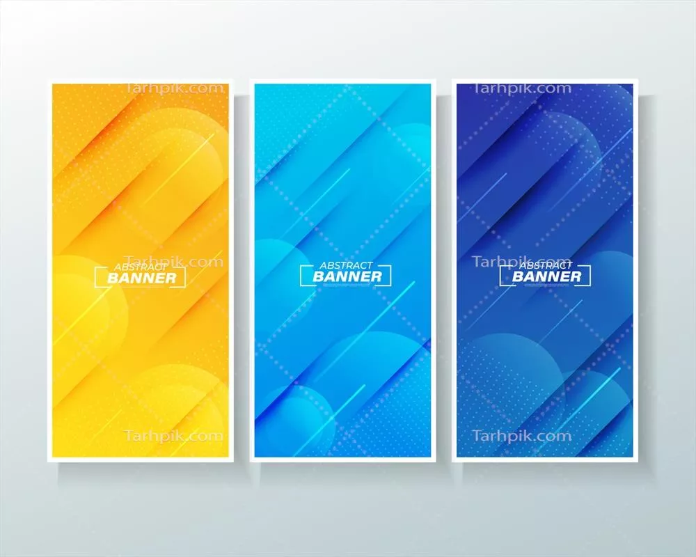 وکتور ست بنر عمودی با پس زمینه انتزاعی و مدرن به سبک معاصر