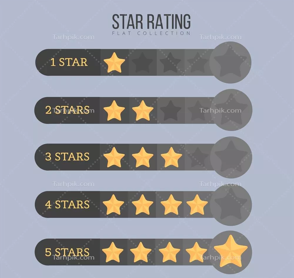 وکتور طراحی مدرن ستارههای امتیازدهی سیاه و شیک با وضوح بالا