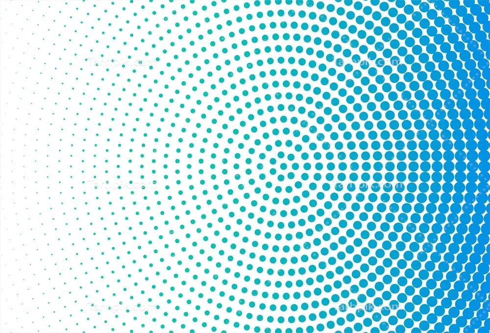 وکتور پسزمینه حلقههای دایرهای متعادل و آبی مدرن با نقاط بر روی سفید