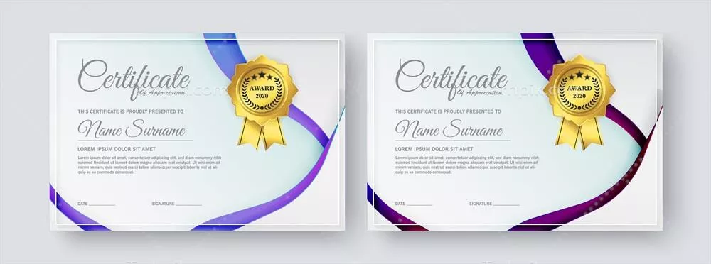 وکتور مدل‌های مدرن گواهی‌نامه و دیپلم برای طراحی‌های خلاقانه و حرفه‌ای