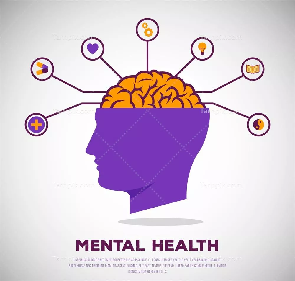 وکتور مفهوم مدرن سلامت روان با طراحی فلت و المانهای گرافیکی