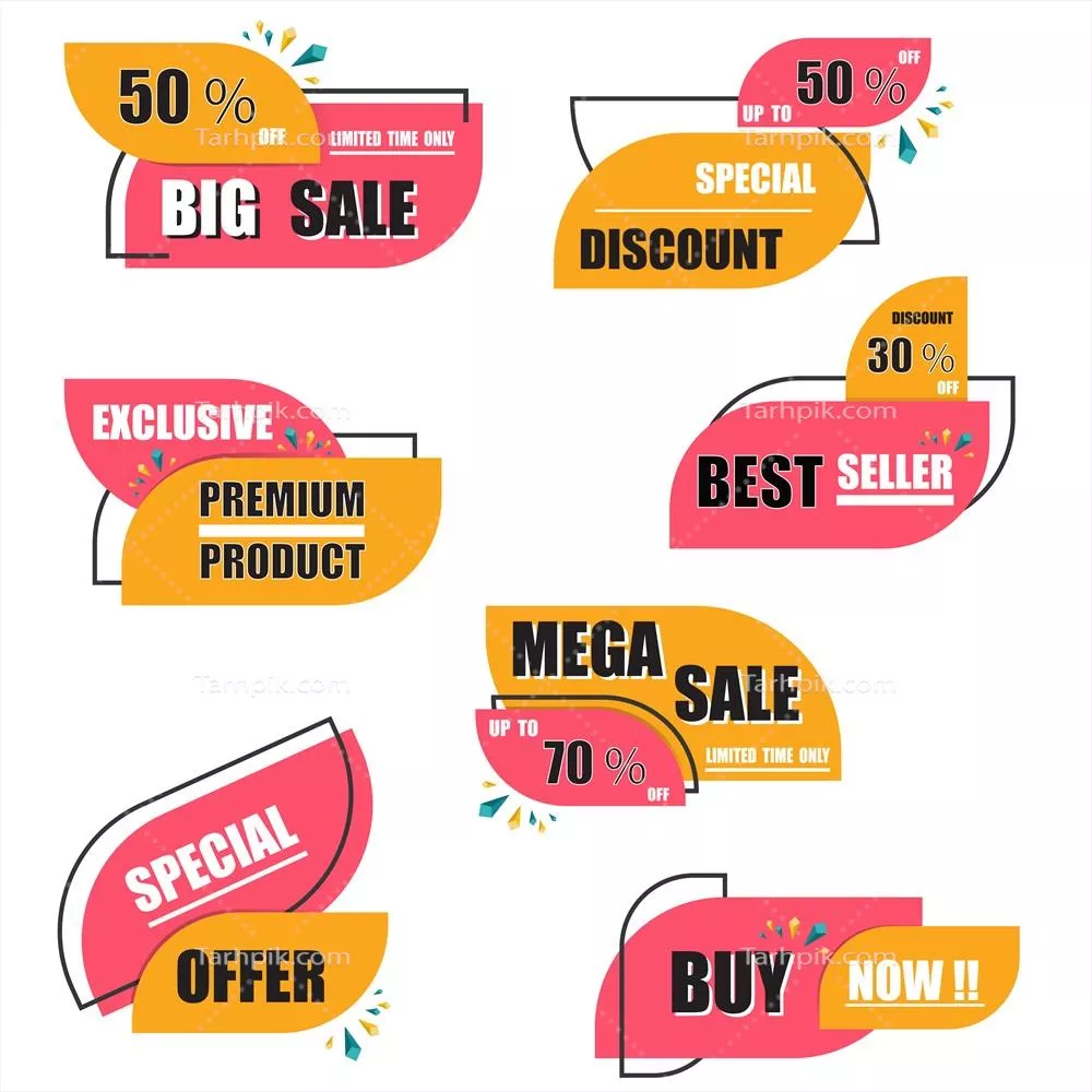 مجموعه وکتوری برچسب و تگهای فروش ارگانومی مدرن و خلاقانه