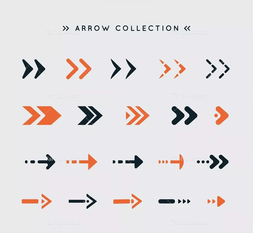 ست مدرن و رنگارنگ فلش ها با طراحی تخت و وکتور