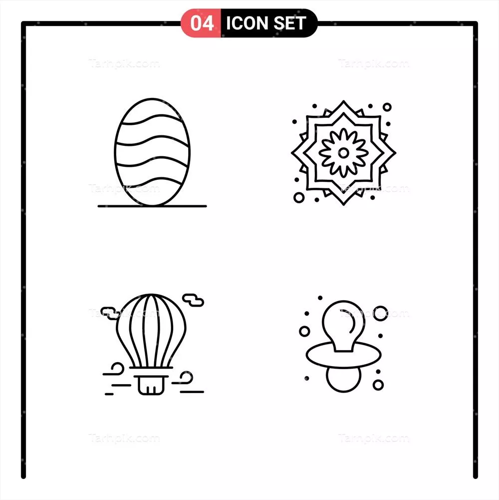 وکتور مجموعه مدرن از ۴ تصویر خطی پرشده با رنگهای مسطح با موضوع پخت و پز