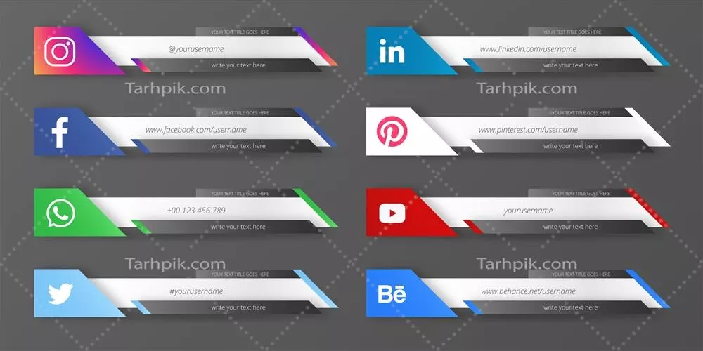 مجموعه وکتورهای مدرن نوار پایین رسانه‌های اجتماعی