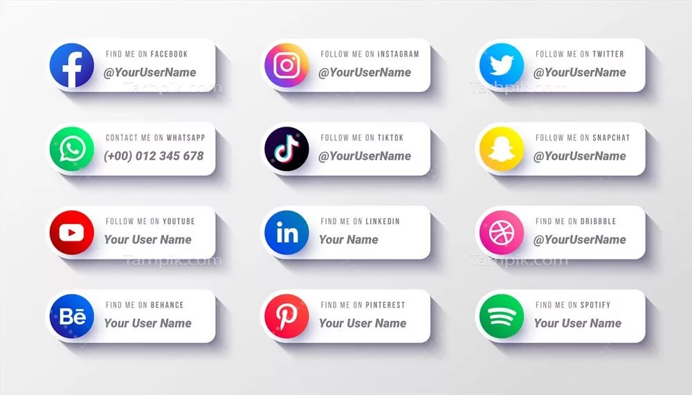 وکتور مجموعه آیکونهای مدرن شبکههای اجتماعی برای طراحی لایههای پایینی
