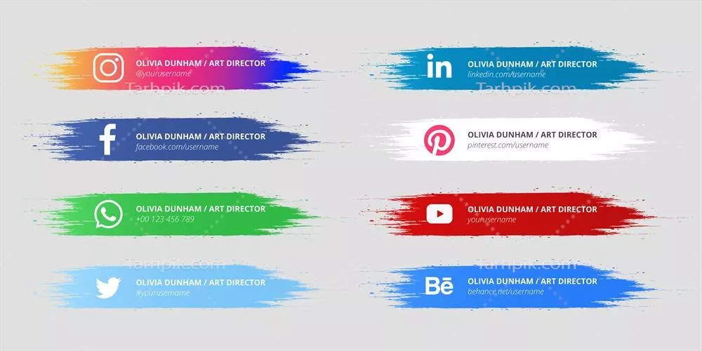 بسته طراحی وکتور مدرن رسانه‌های اجتماعی با المان‌های طراحی با برس