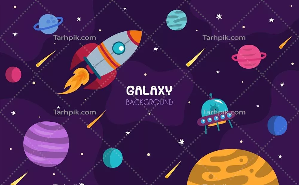 پسزمینه سفینه فضایی مدرن با طراحی فلت و وکتور گرافیکی