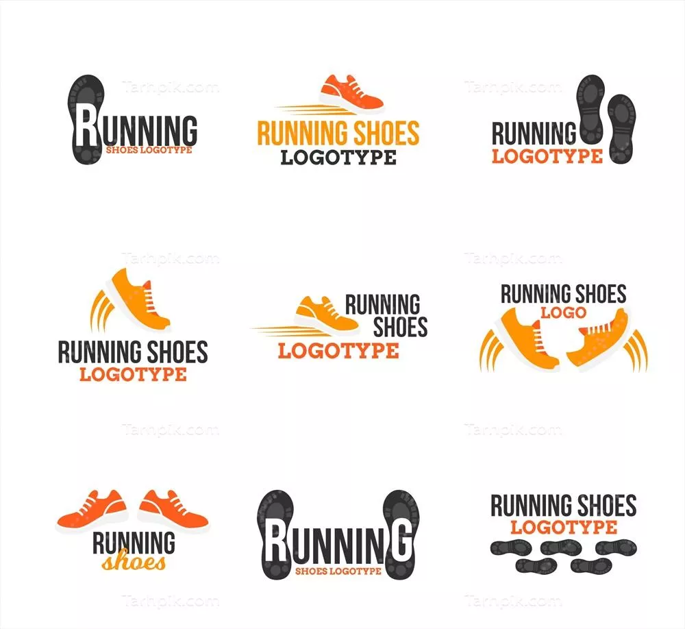 وکتور مجموعه الگوهای لوگوی کفش ورزشی مدرن و جذاب برای طراحان