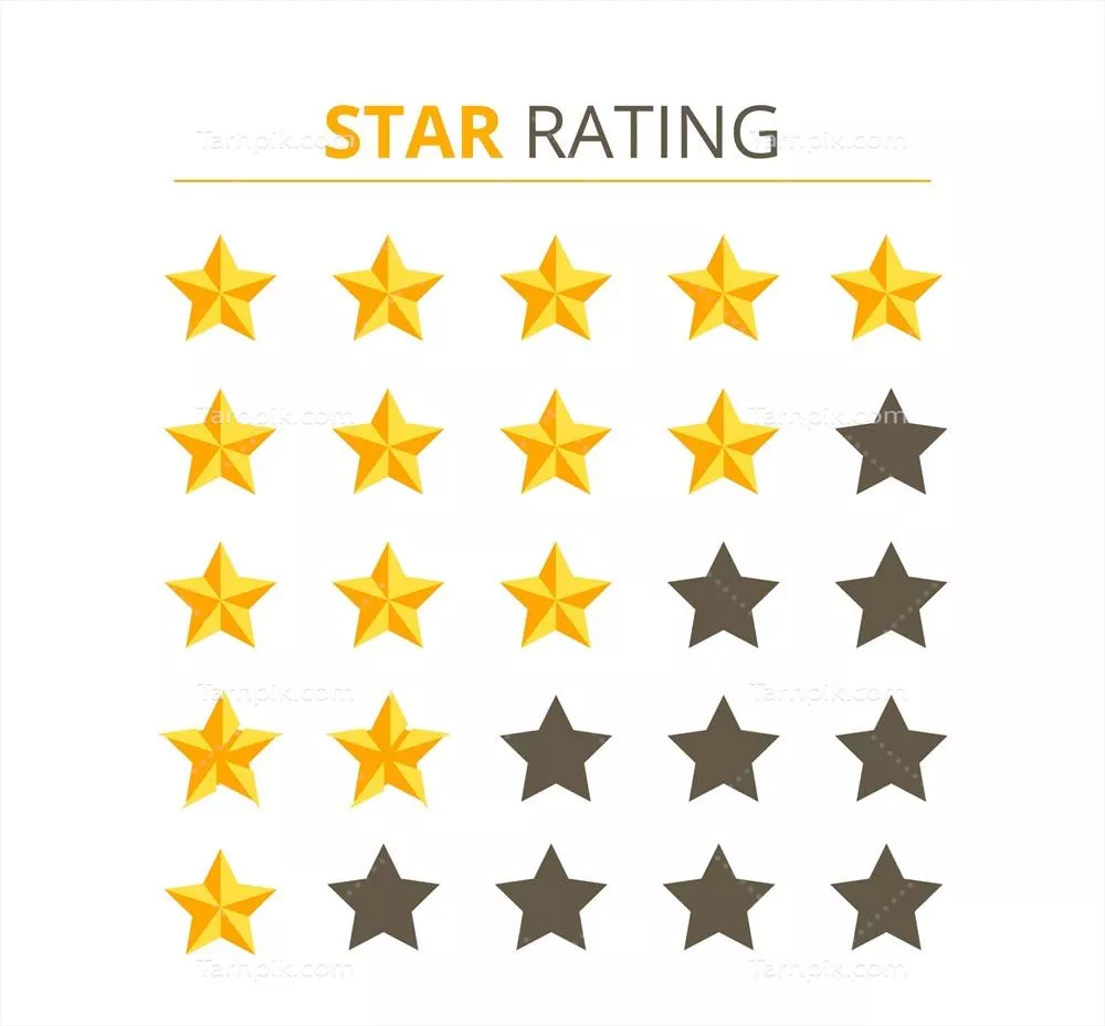 مفهوم مدرن رتبه‌بندی ستاره‌ای به صورت وکتور با طراحی خلاقانه و جذاب