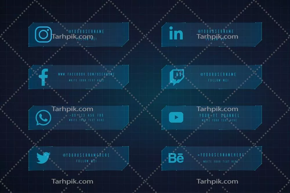 وکتور مجموعه قالب های زیرنویس مدرن با فناوری روز برای طراحی و ویرایش ویدئو