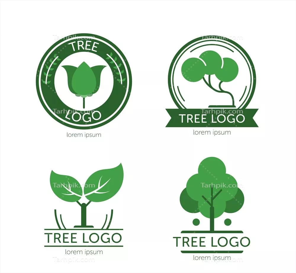 مجموعه لوگوی مدرن درخت با طراحی وکتور زیبا و خلاقانه