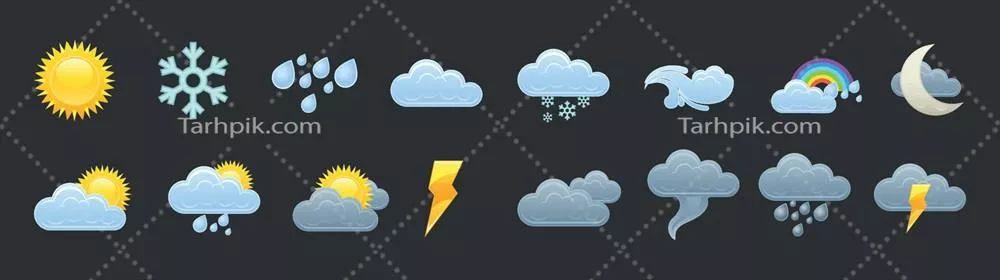 مجموعه آیکونهای آبوهوا مدرن به صورت وکتور EPS 10