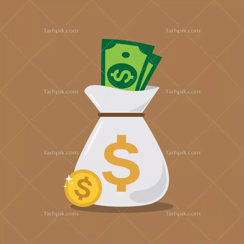 تصویر برداری وکتوری از کیسه پول با جزئیات زیبا و هنرمندانه