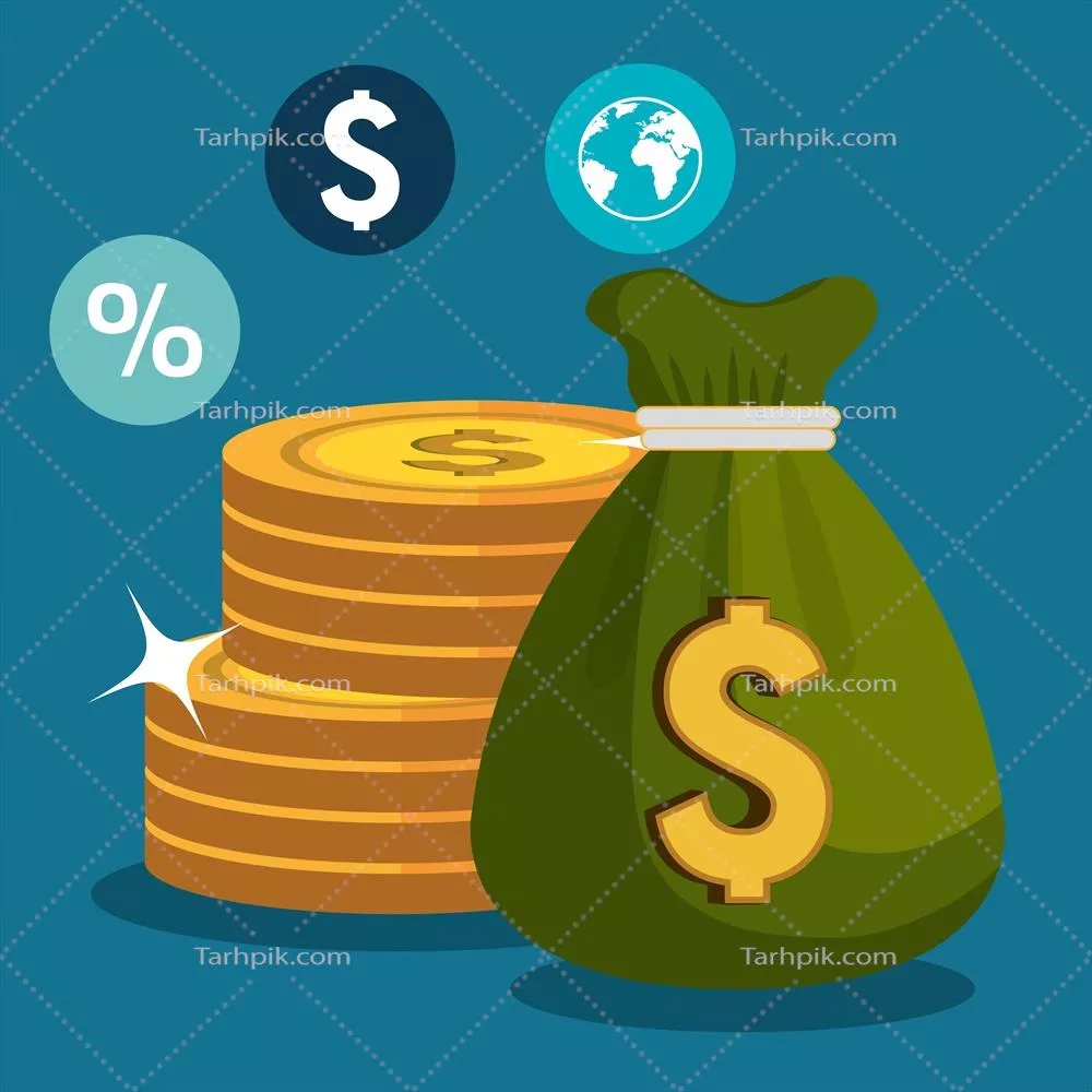 مفهوم پول: طراحی وکتور با نمادهای مالی و اقتصادی