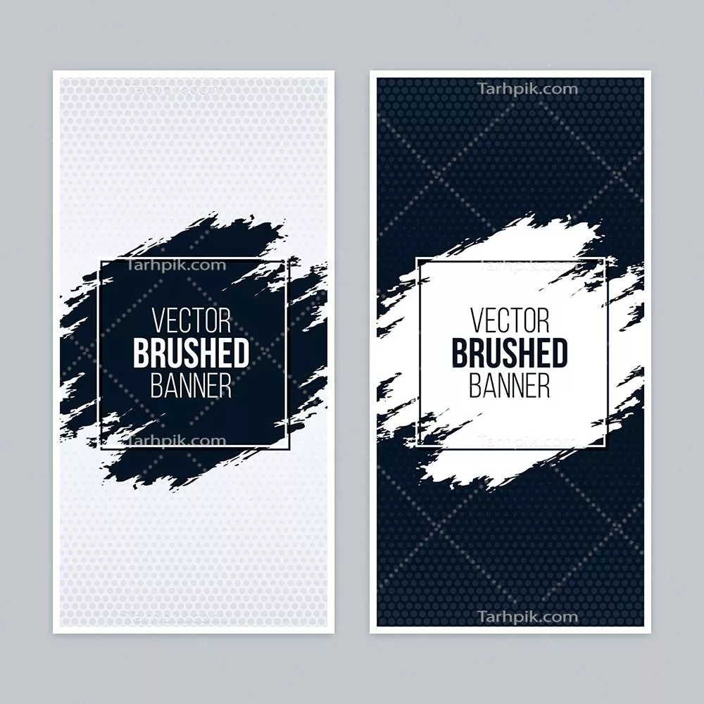 وکتور بANNER های تک رنگ با قاب های مربعی و طراحی شسته و رفته