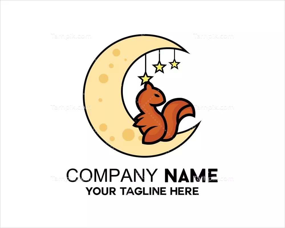 وکتور لوگوی ماه با سنجاب بر روی آن - طراحی منحصر به فرد و خلاقانه